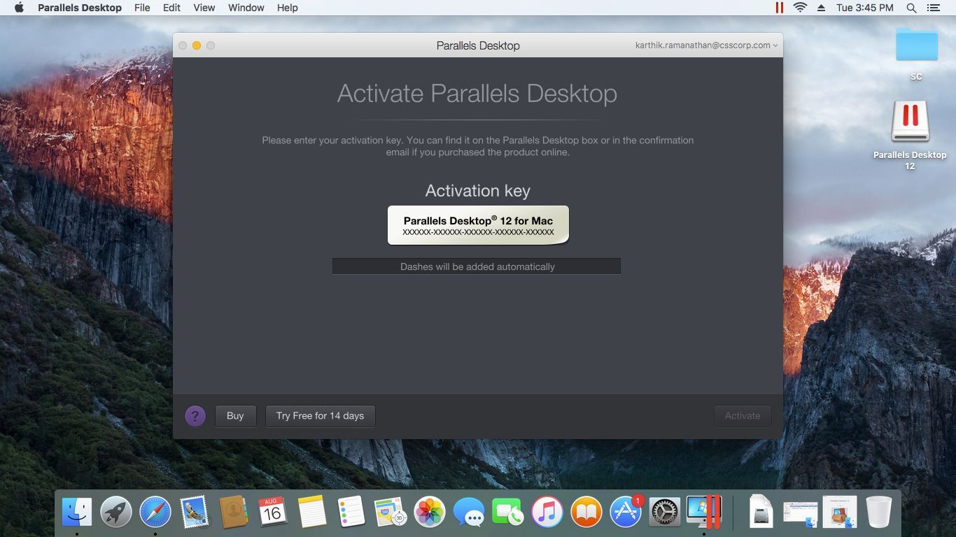 Parallels business account